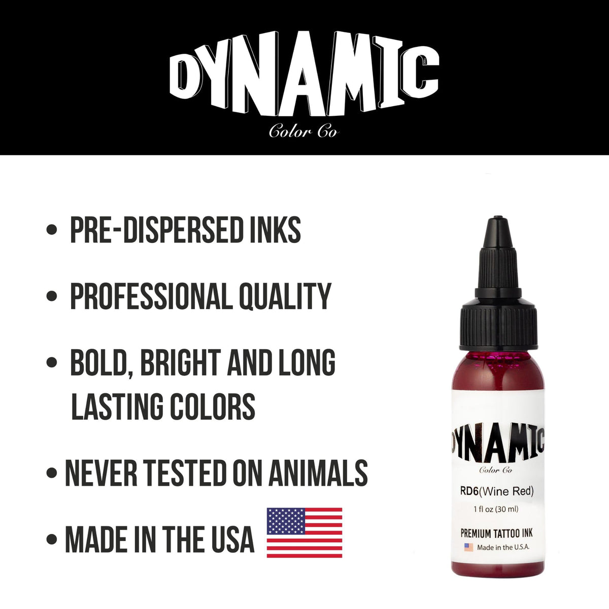 Dynamic Color bottle on workstation with tattoo machine, illustrating studio reliability
