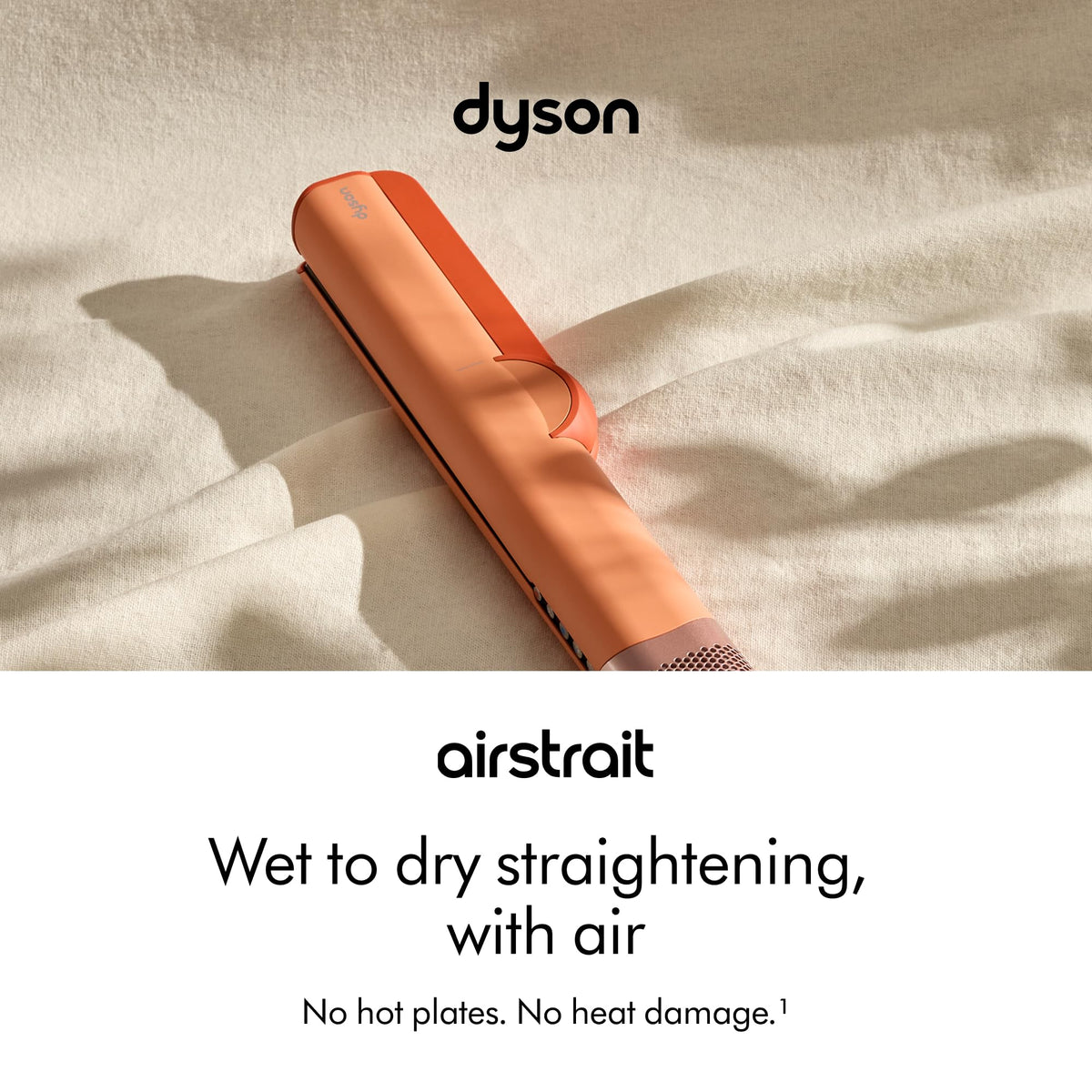 Dyson Airstrait side profile showing motor vent, demonstrating powerful airflow