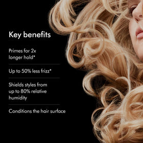 Dyson ingredients label highlighting chitosan and conditioning oils for frizz control