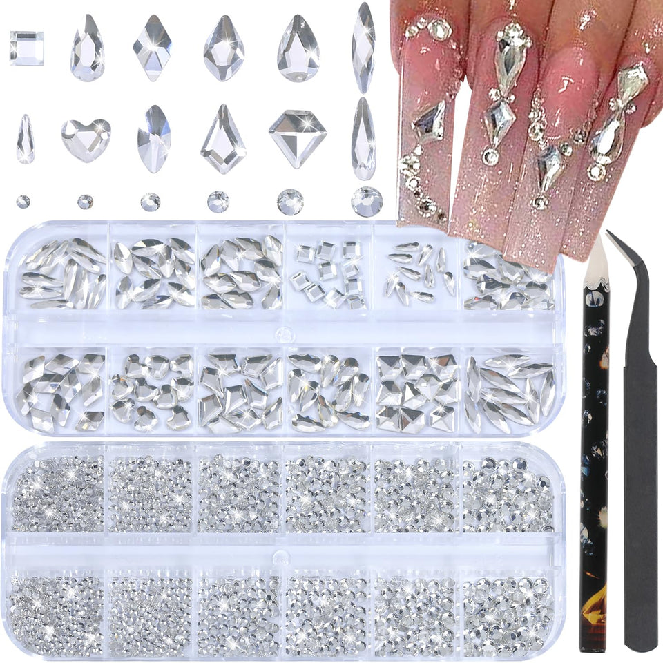 DZHILHMX front packaging showing organized rhinestone boxes and tools for easy use