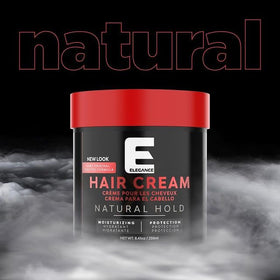 E Elegance hand applying cream to hair demonstrating easy styling control