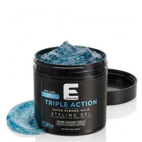 E Elegance opened cap displaying clear gel texture and glossy consistency for easy application