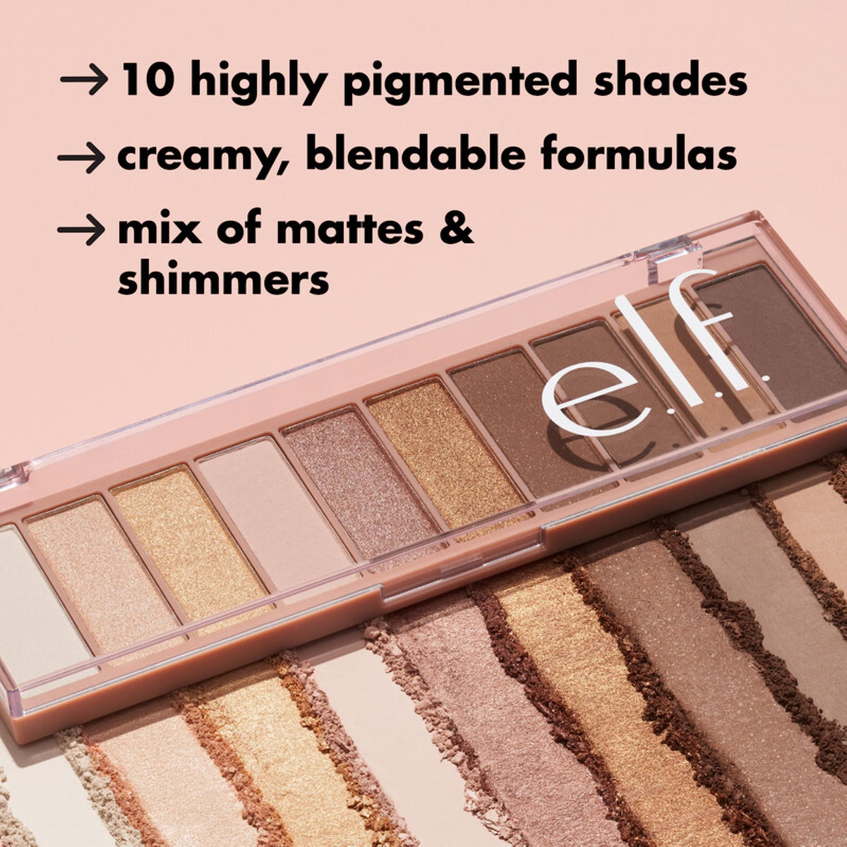 e.l.f. palette next to compact mirror showing travel-friendly size