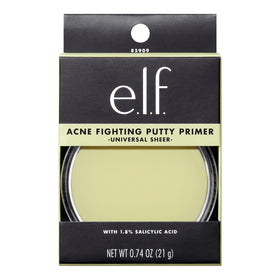 e.l.f. acne putty primer size scale comparison next to coin for compact travel-friendly benefit