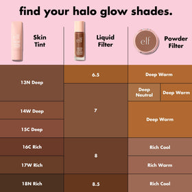 e.l.f. Halo Glow open compact with velour puff, convenient touch-up tool