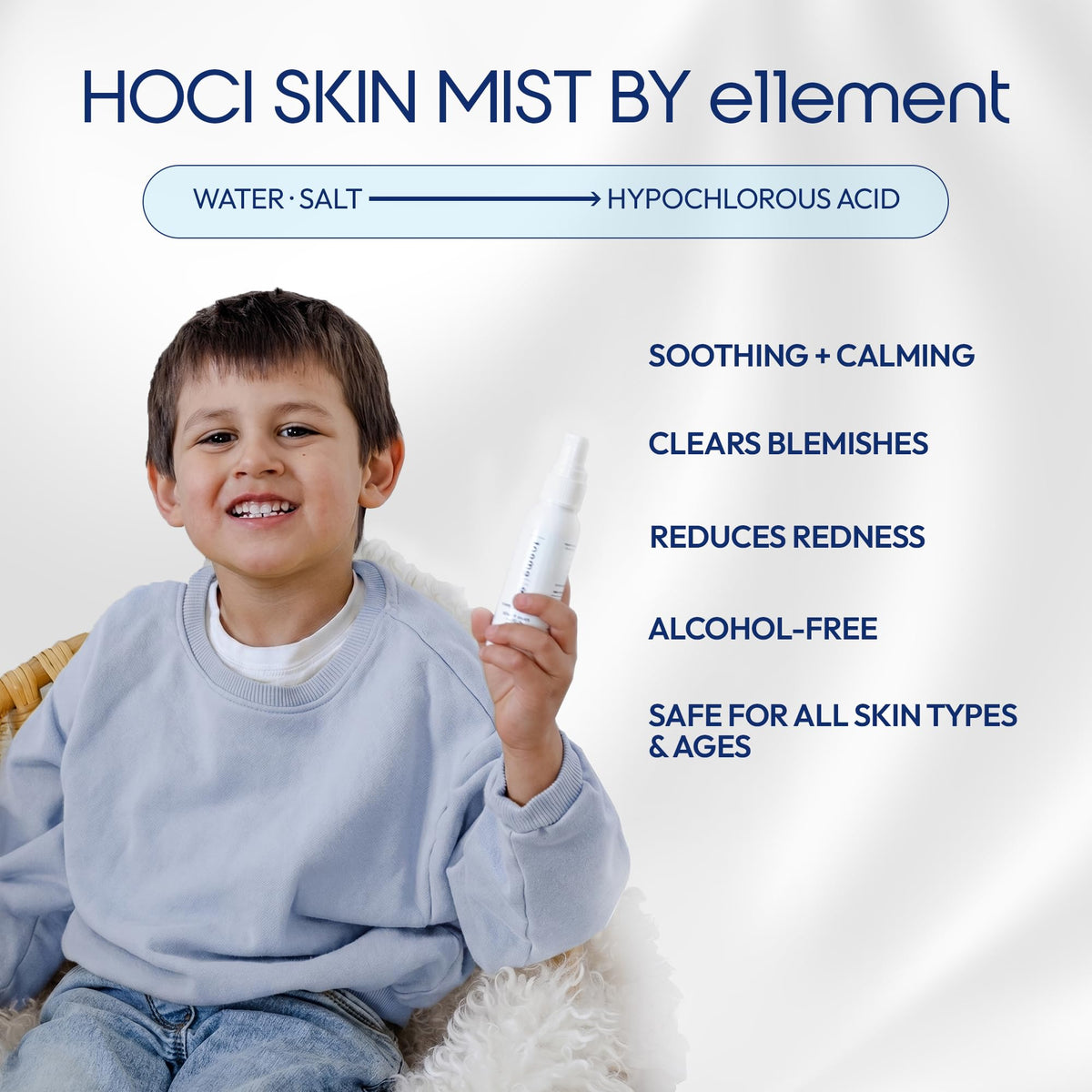 e11ement bottle beside skincare products for seamless routine integration