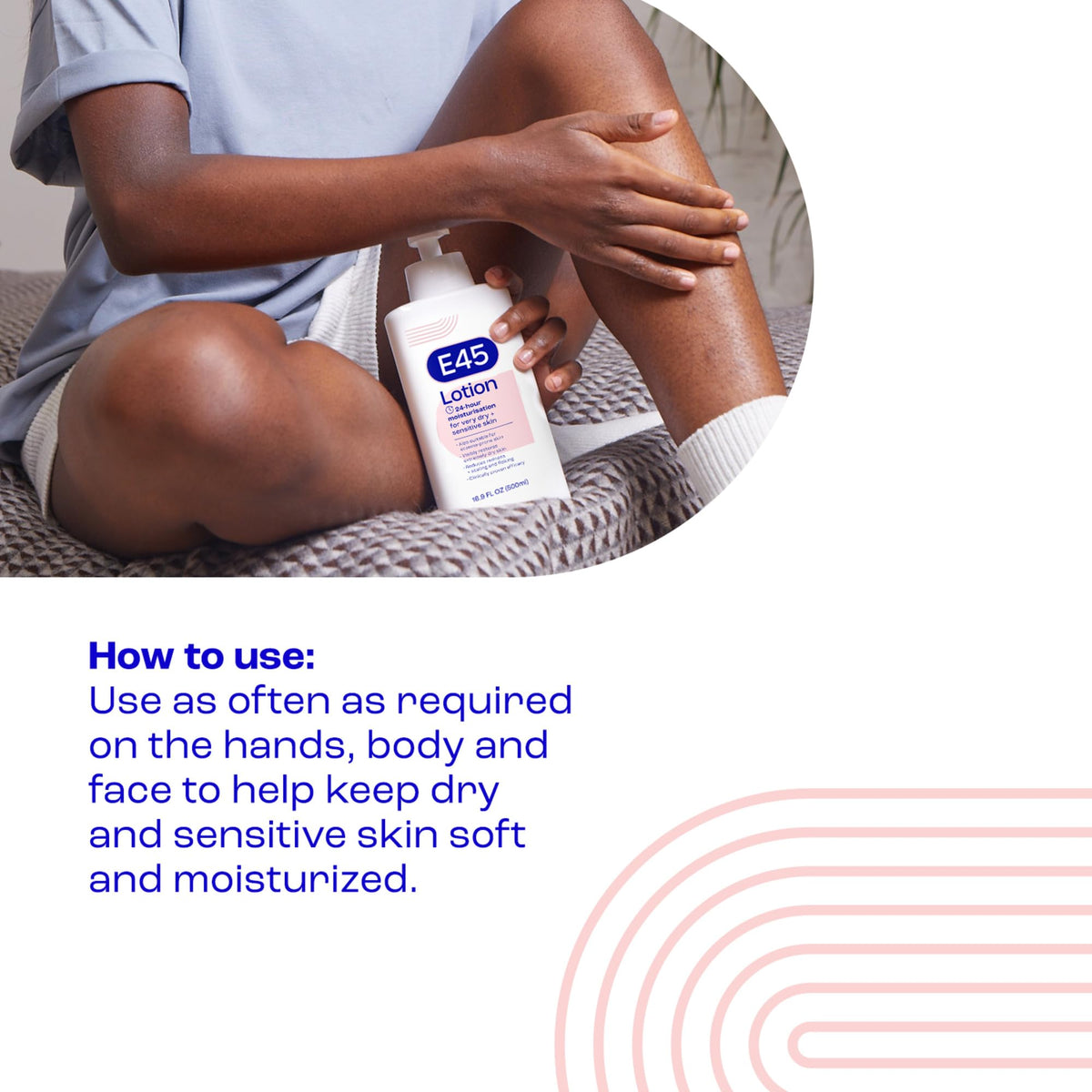 E45 label close-up showing ingredients list and directions for safe use