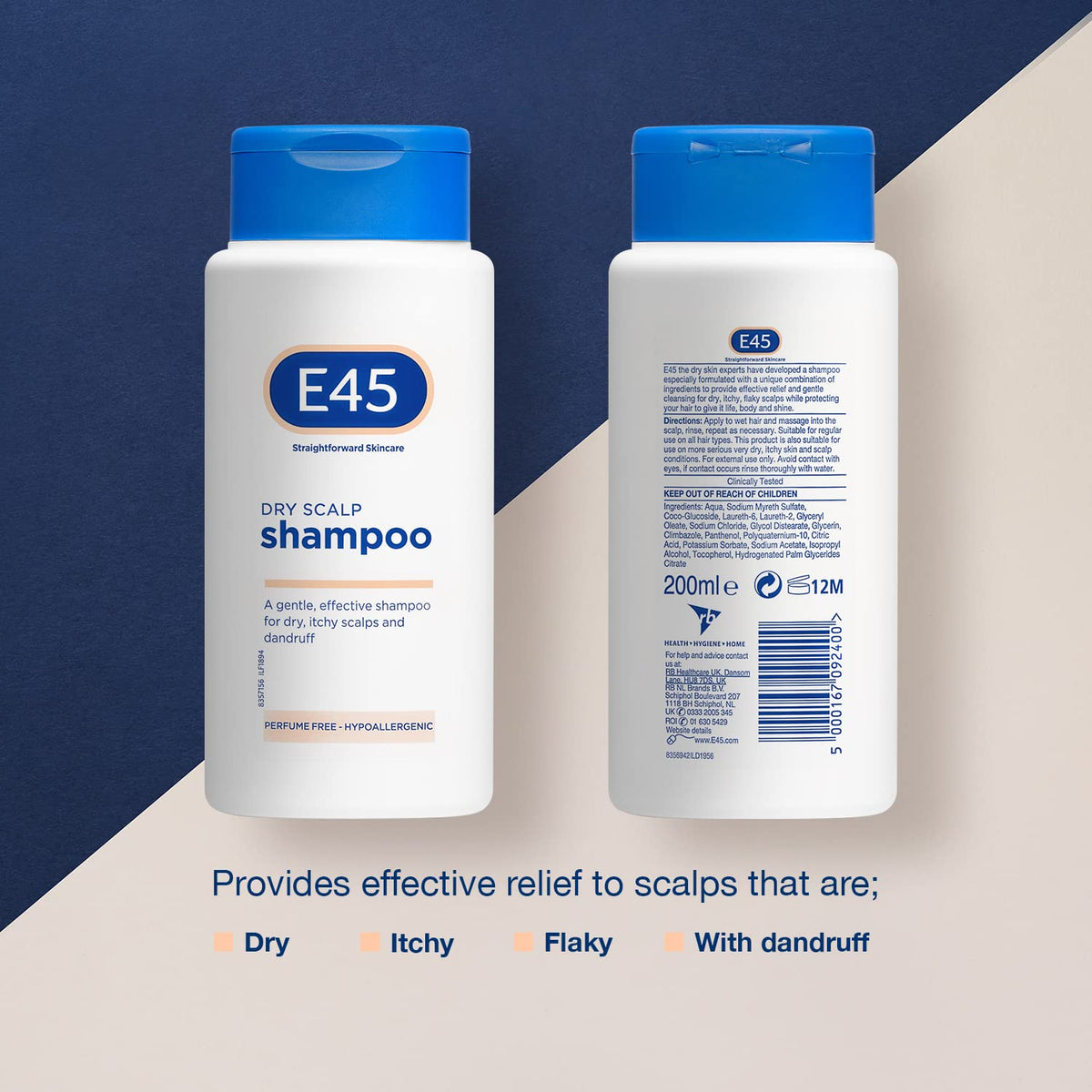E45 bottle pump and cap close-up highlighting easy dispensing