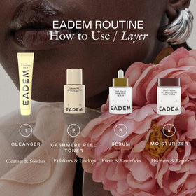 EADEM using toner on arm to show body exfoliation and pore refining benefit