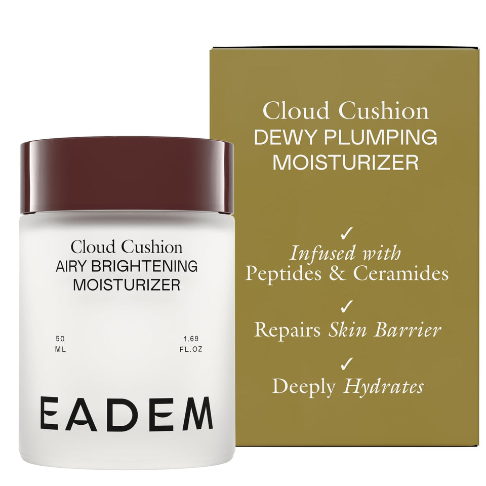 EADEM Cloud Cushion front jar showing compact design and easy dispensing benefit