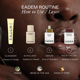 EADEM Cloud Cushion on bathroom vanity styled to show everyday skincare routine benefit