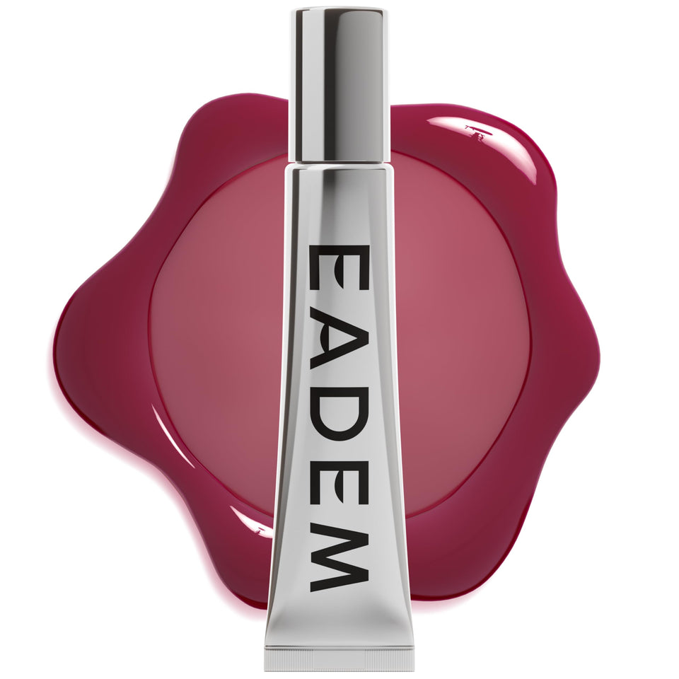EADEM front pot showing compact 0.5 oz jar and plum-colored lid advantage