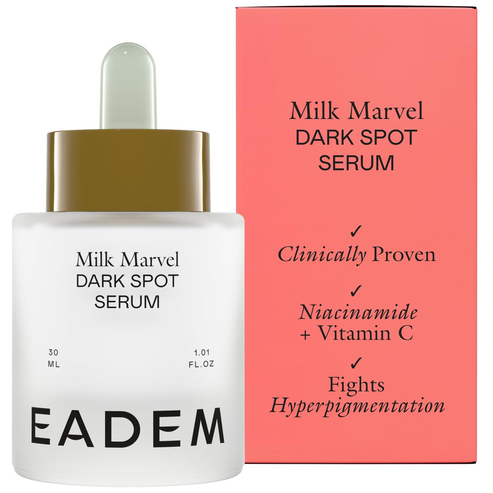 EADEM front packaging showing bottle and box, clear benefit: visible brightening
