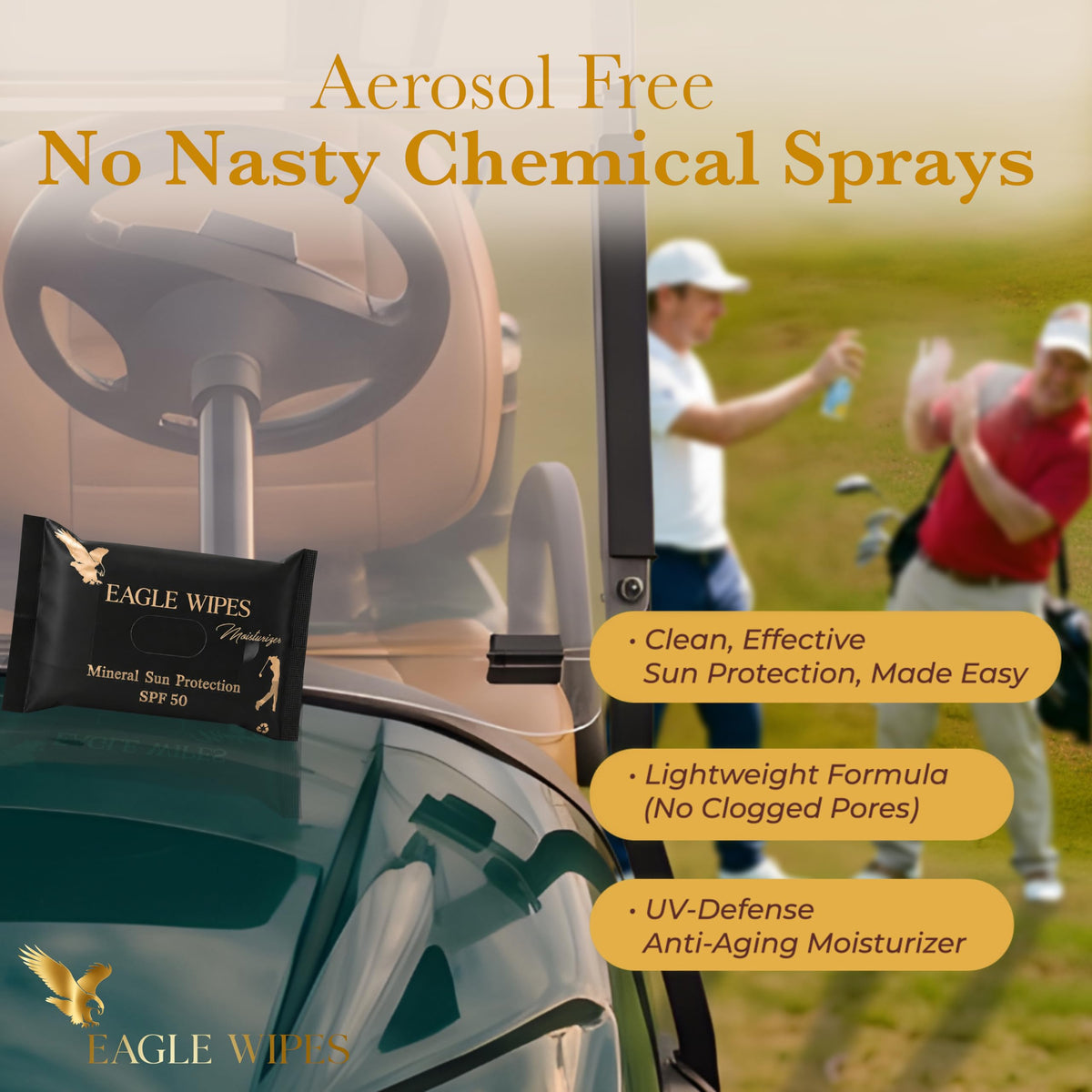 Eagle Wipes pouch inside a cooler and golf bag for on-course freshness