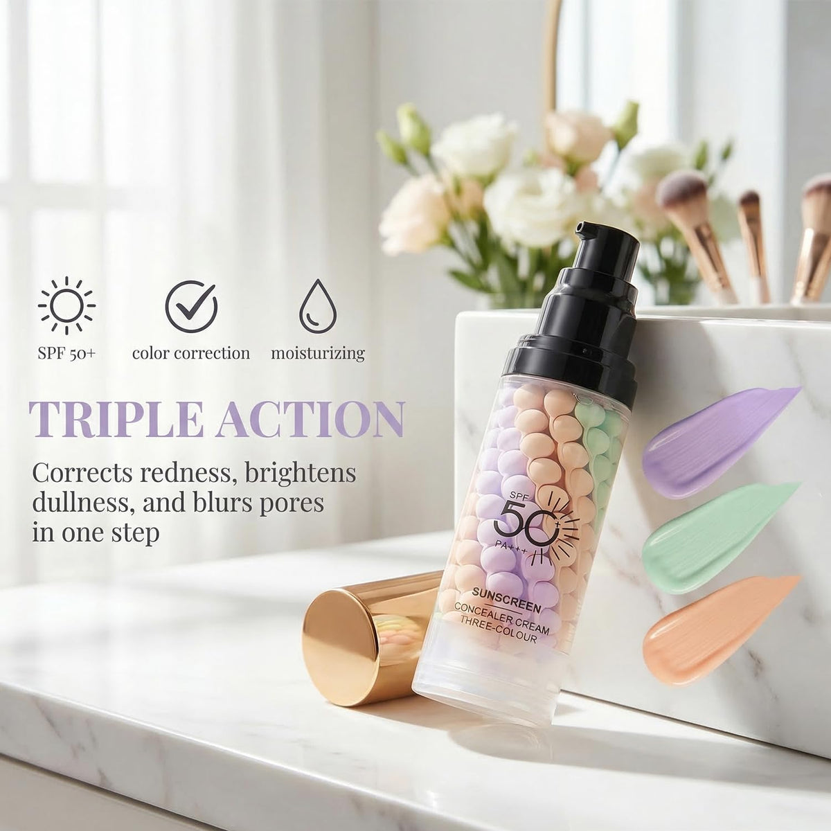 Eakroo before-and-after neutralizing redness and evening skin tone
