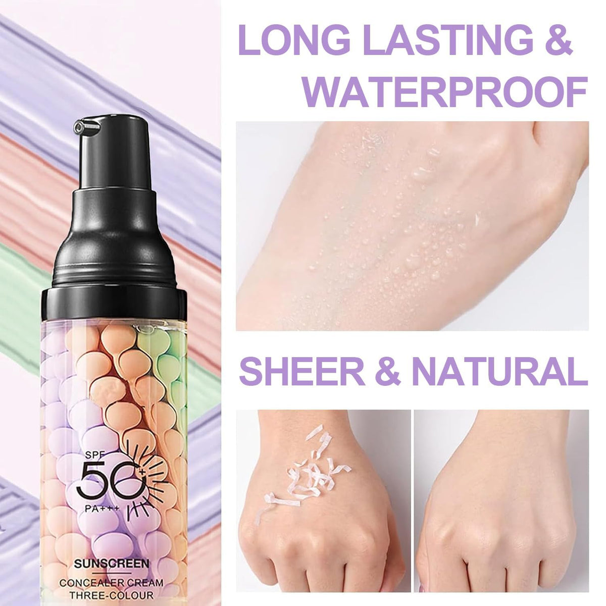 Eakroo label close-up highlighting SPF 50 and ingredient callouts