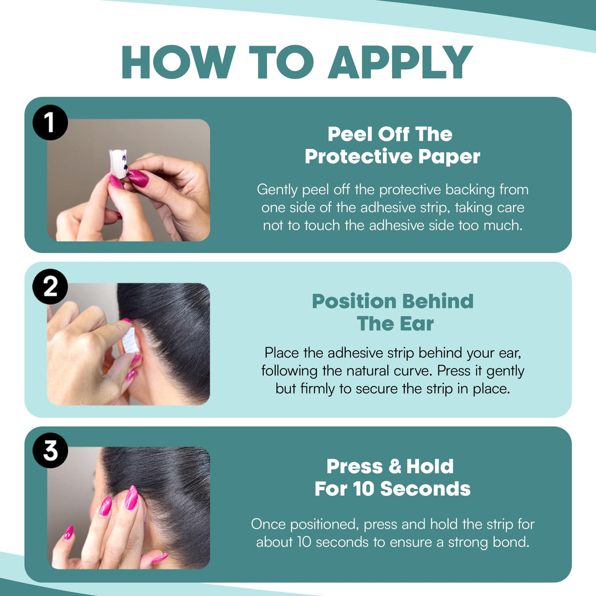 Earo application demonstration on ear back showing easy placement