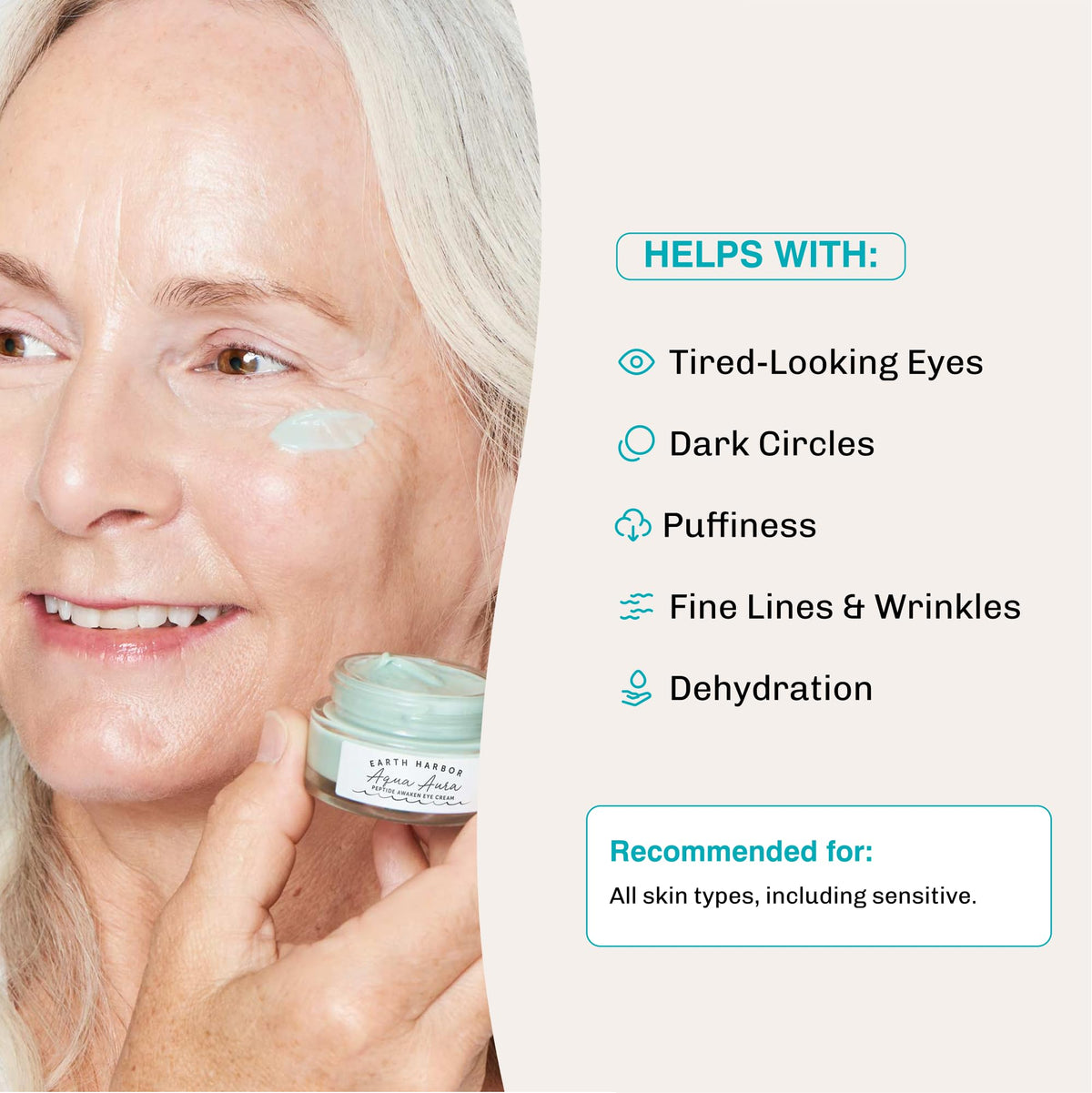 Earth Harbor cream on fingertip demonstrating easy, spreadable application