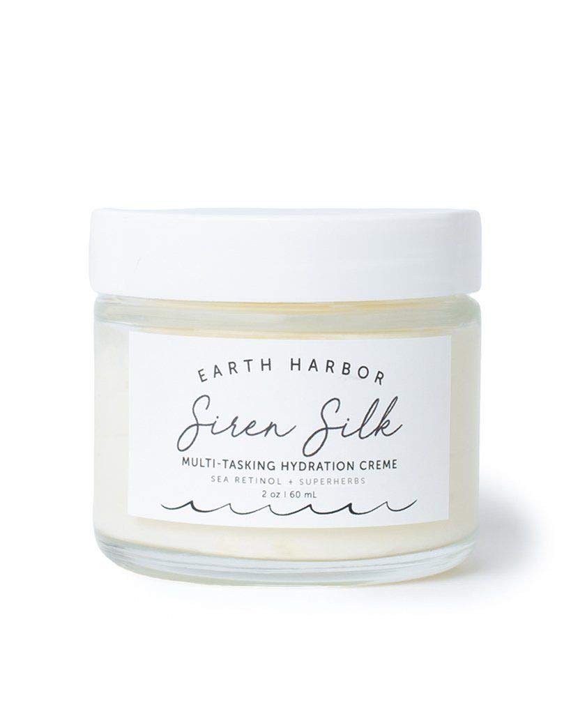 Earth Harbor SIREN SILK front jar showing packaging and hydrating benefits