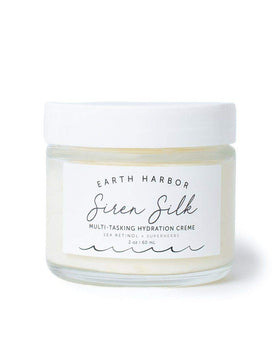 Earth Harbor SIREN SILK front jar showing packaging and hydrating benefits