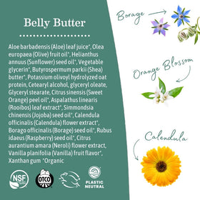 Close-up of Earth Mama label showing clean-ingredient claims and certifications