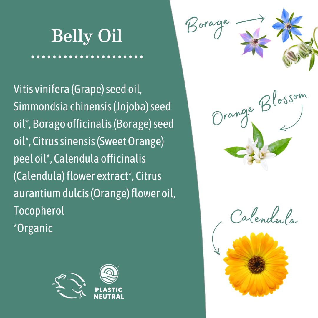 Earth Mama belly oil with Belly Butter showing layering for extra moisture