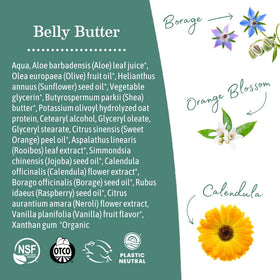 Earth Mama Belly Oil pump bottle close-up, highlights easy massage application