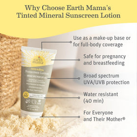 Earth Mama applying tinted sunscreen to face for natural-looking protection benefit