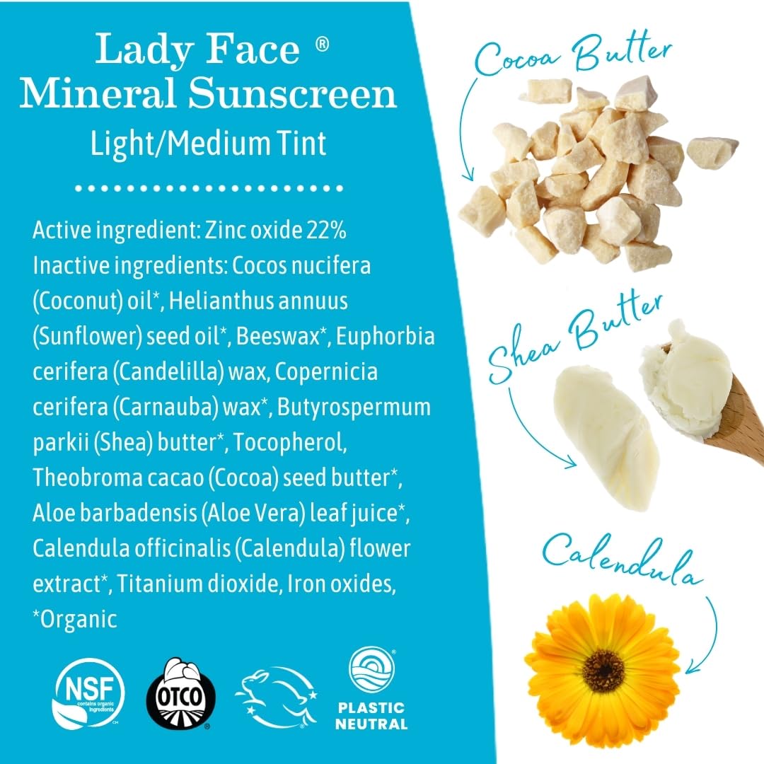 Earth Mama applying tinted stick to cheek in outdoor lifestyle scene for on-the-go protection