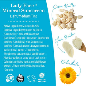 Earth Mama applying tinted stick to cheek in outdoor lifestyle scene for on-the-go protection