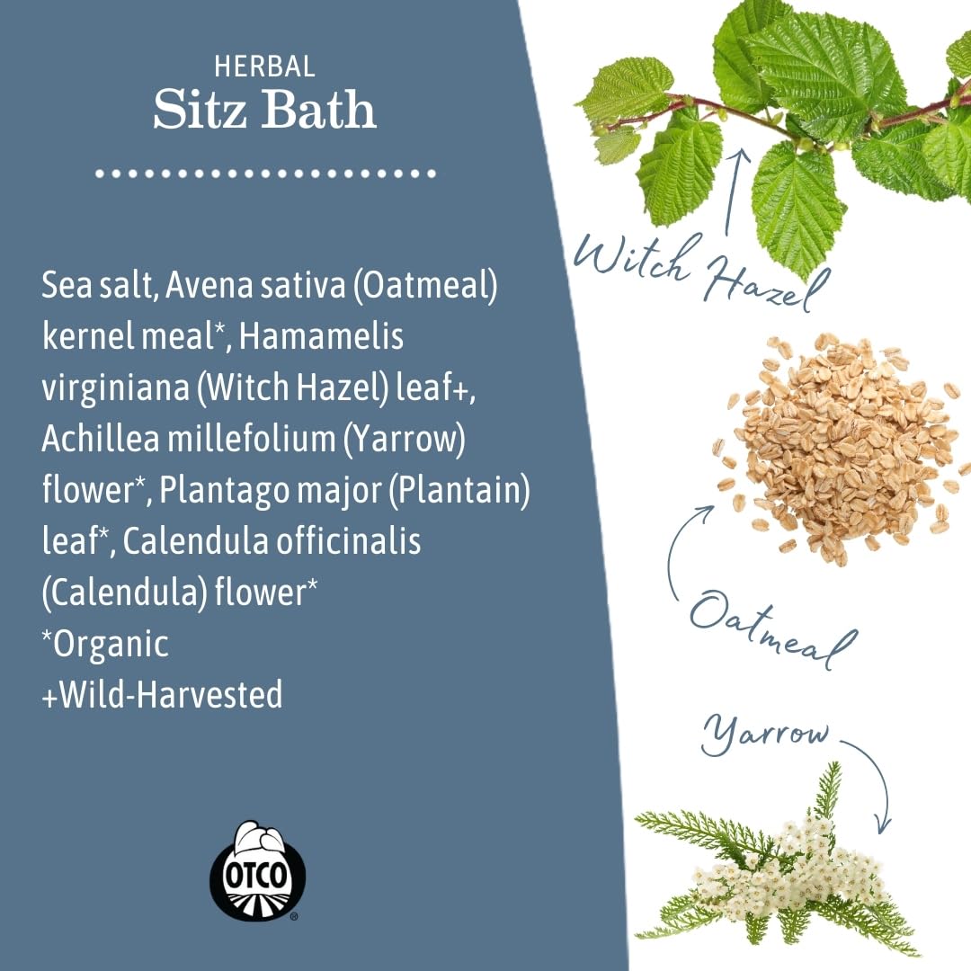 Flat lay of Earth Mama ingredients including calendula, witch hazel, and oatmeal