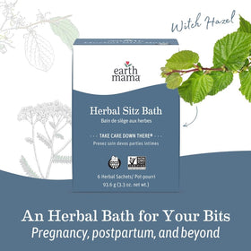 Product label close-up showing Earth Mama ingredient transparency and no harsh chemicals