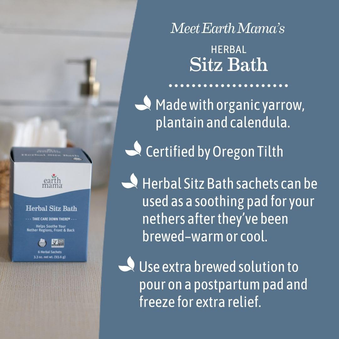 Preparing chilled padsicles with Earth Mama brewed sitz bath for cooling comfort