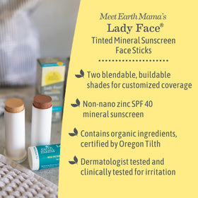 Earth Mama sunscreen stick held in hand to show size and portability for everyday carry