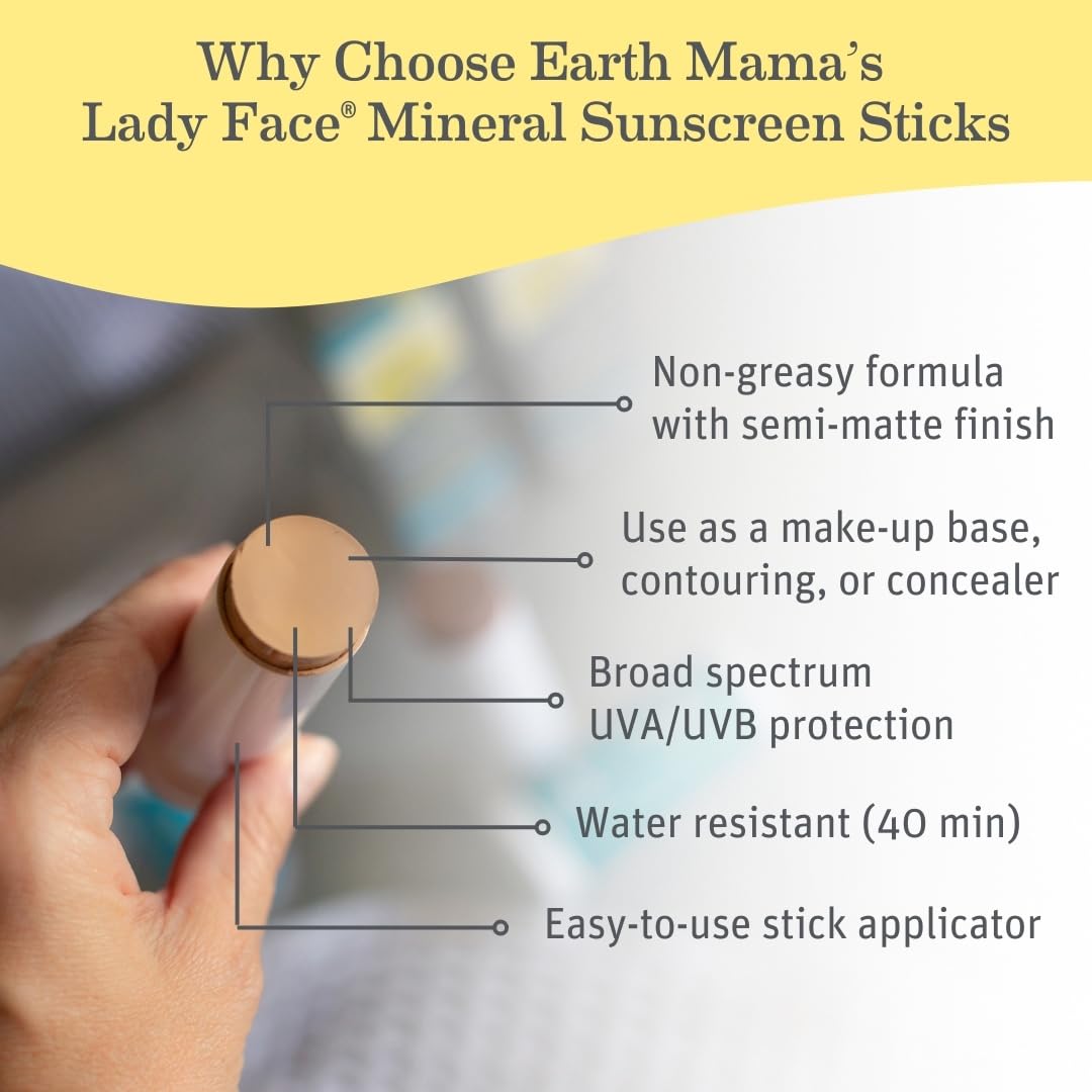 Earth Mama stick extended with product applied to skin demonstrating smooth glide and quick touch-up