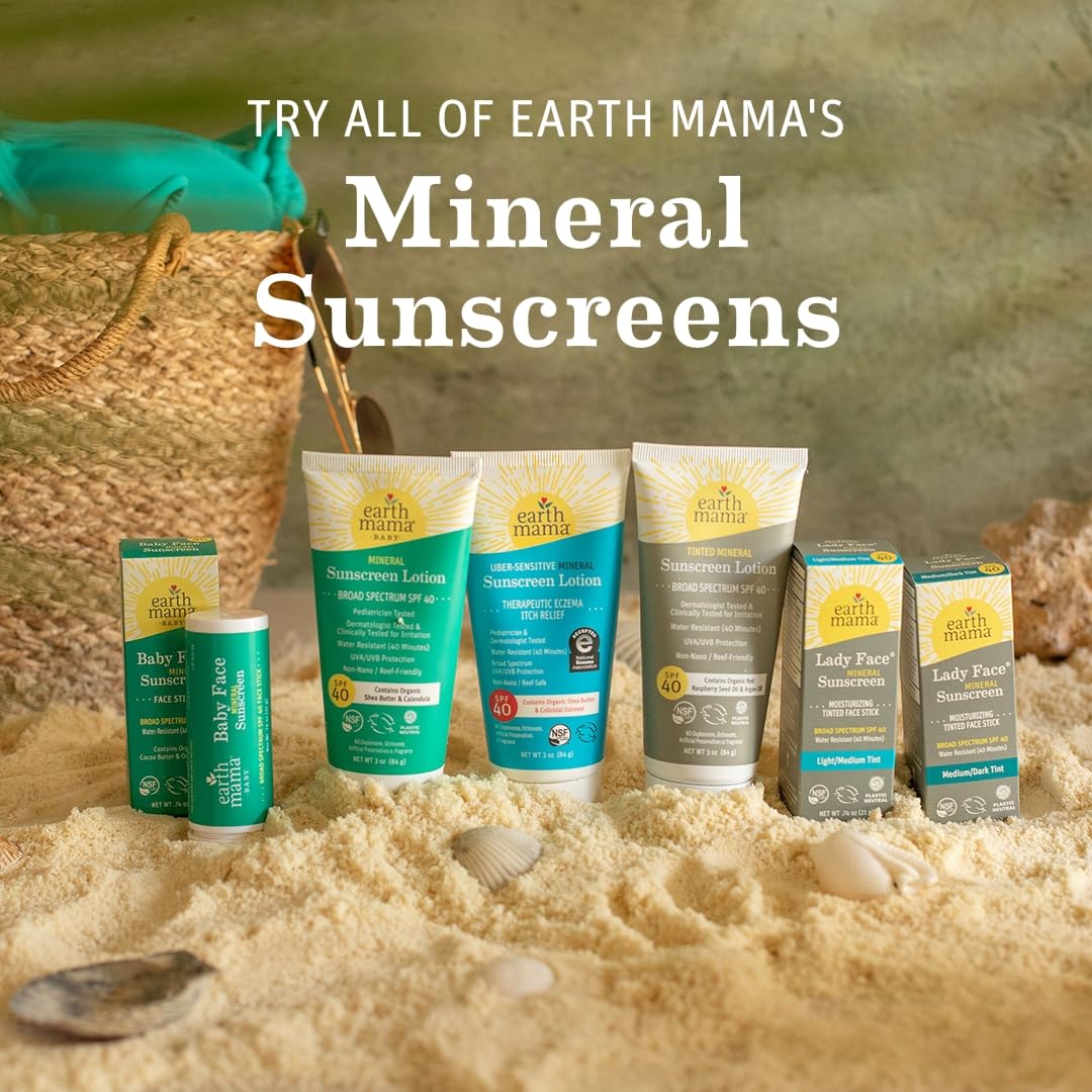 Earth Mama sunscreen in poolside setting to show water-resistant outdoor benefit