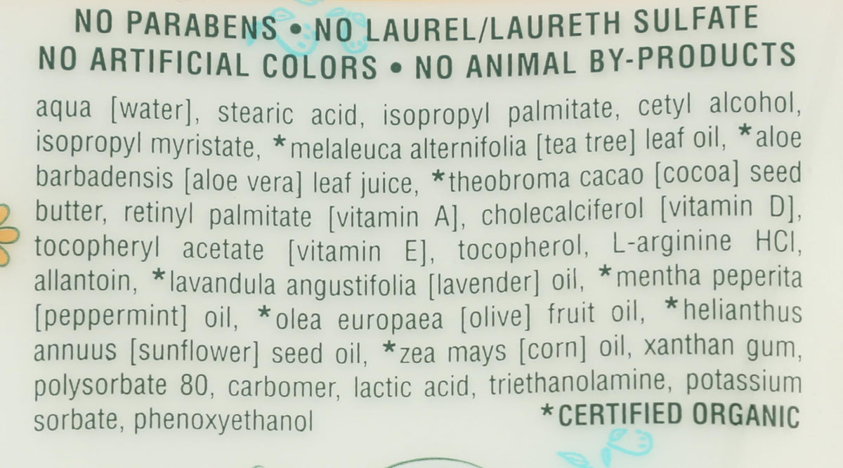 Earth Therapeutics ingredients label highlighting botanicals and benefits