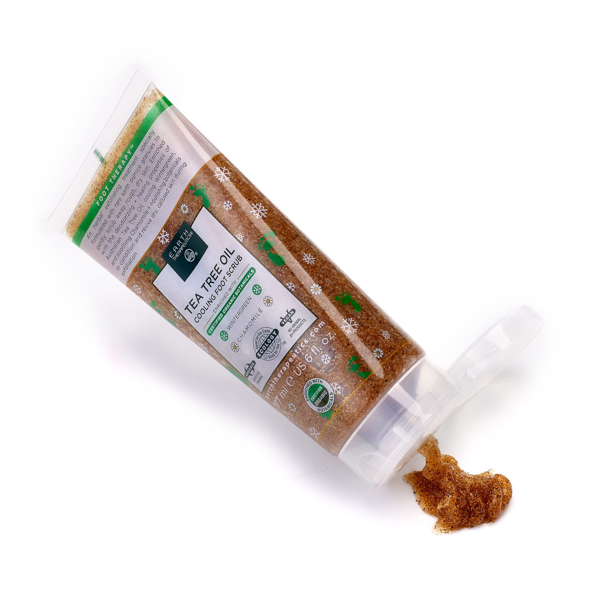 Earth Therapeutics scrub being applied in shower for refreshed feet