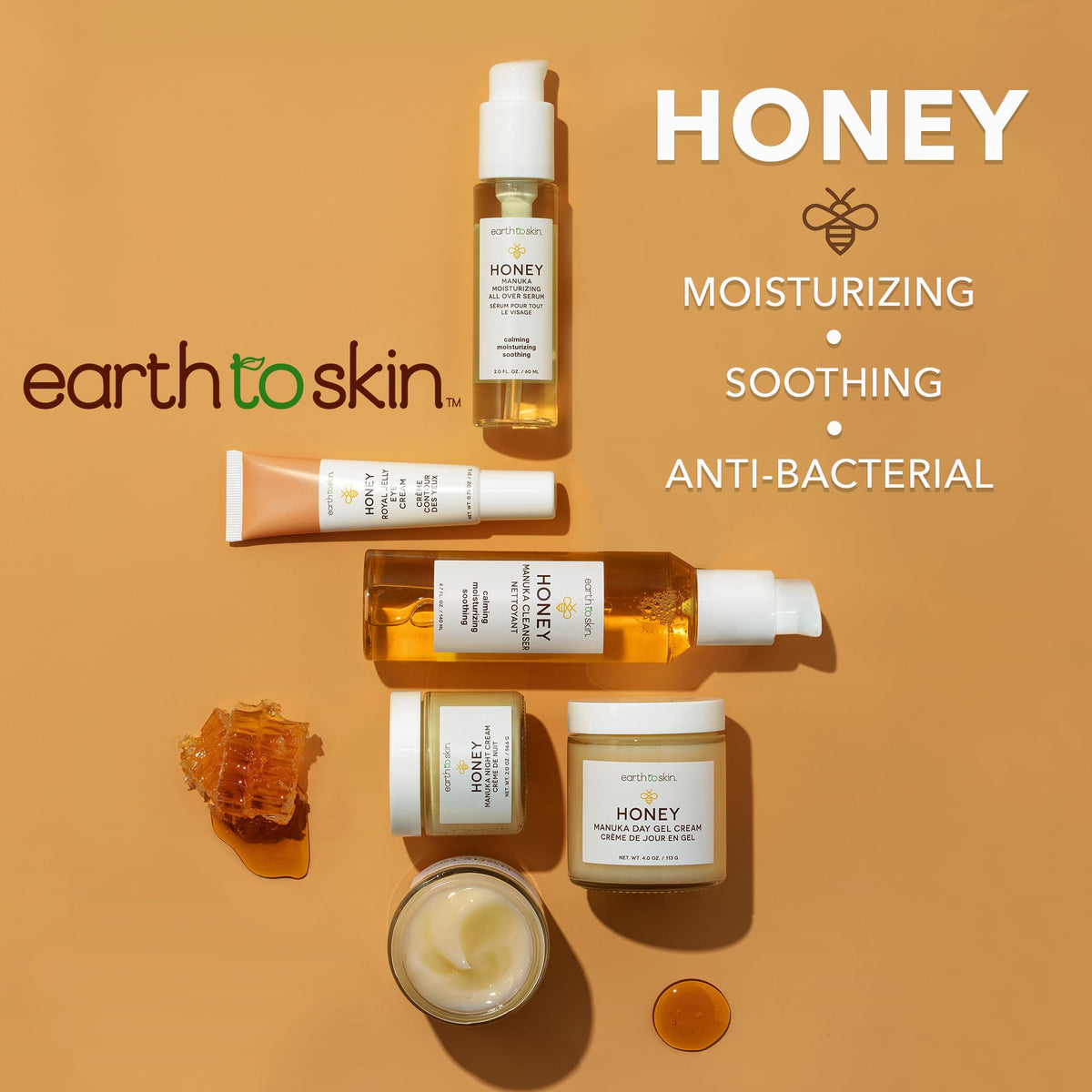 Earth To Skin bottle next to hand showing 2 fl oz size clarity