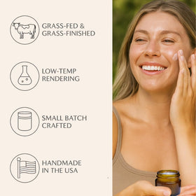 Earthborn Organics 2 oz jar beside travel items showing portability benefit