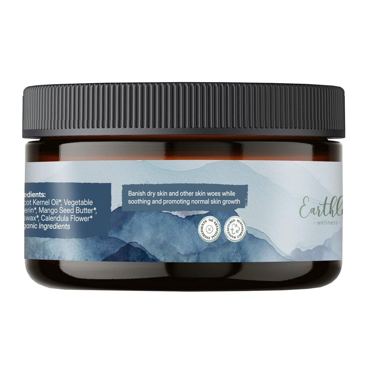 Earthley Wellness balm being massaged into hands for fast moisturizing relief