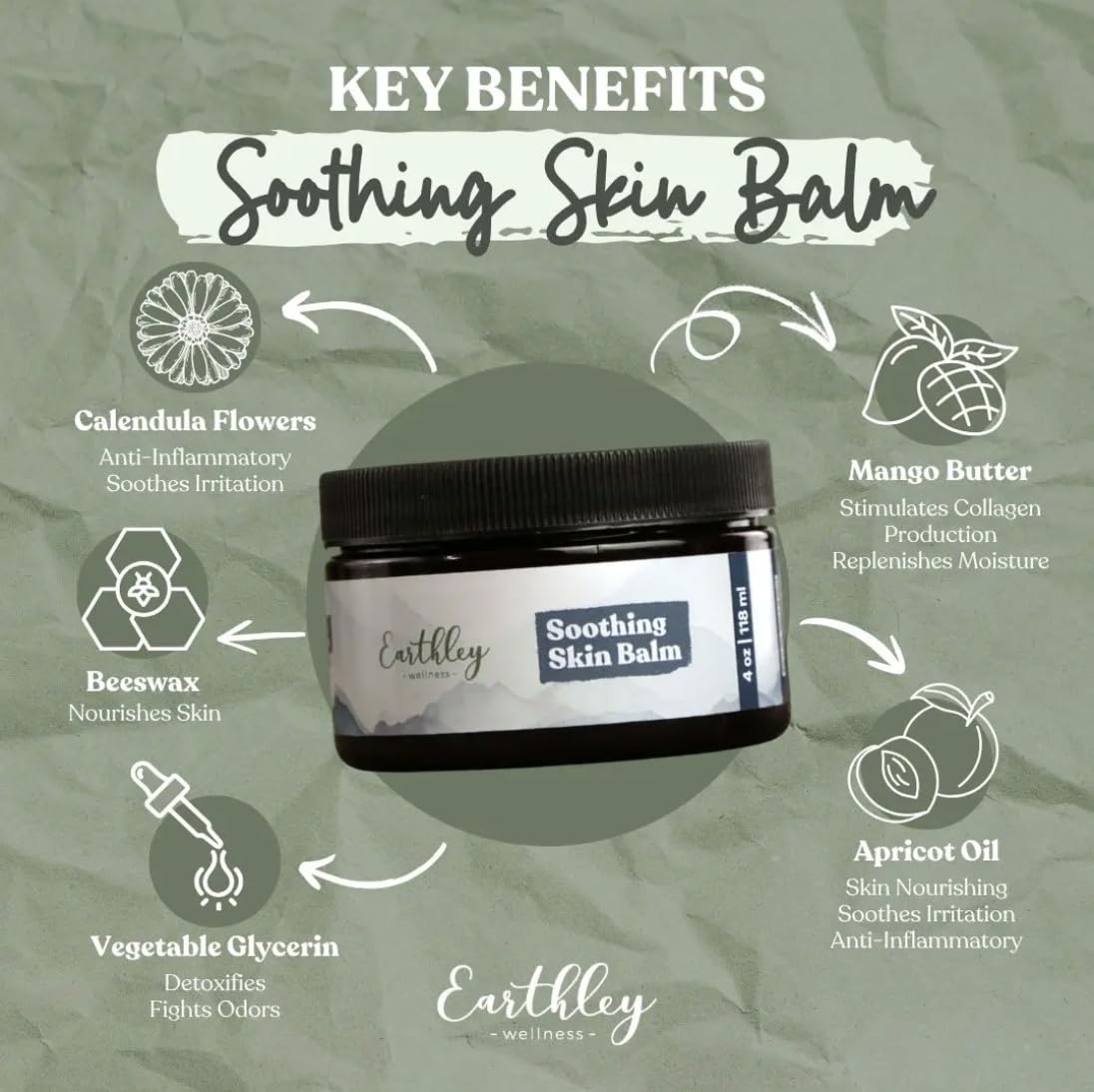 Earthley Wellness open balm texture melting on fingertip for easy spread