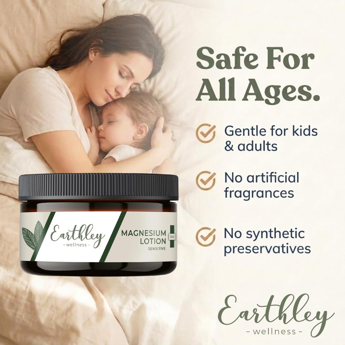 Earthley Wellness applying lotion to forearm for soothing nightly routine