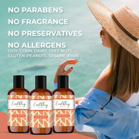 Earthley Wellness applying lotion to forearm to soothe and hydrate skin benefit