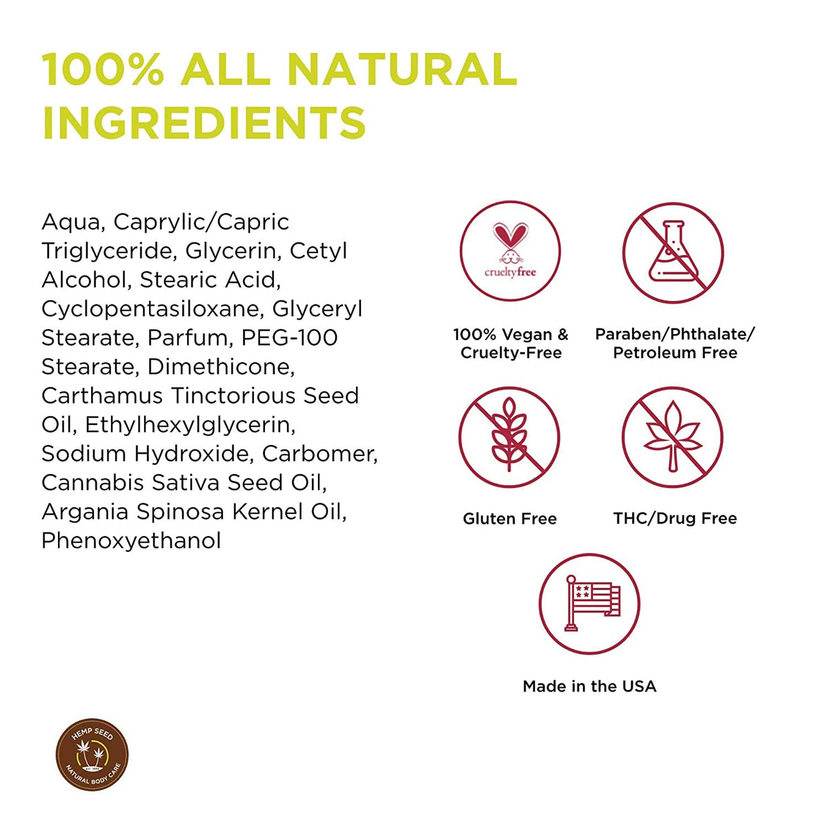 Earthly Body ingredient label detail highlighting hemp and argan oils