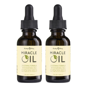 Earthly Body front packaging showing two 1 fl. oz. bottles and label benefits
