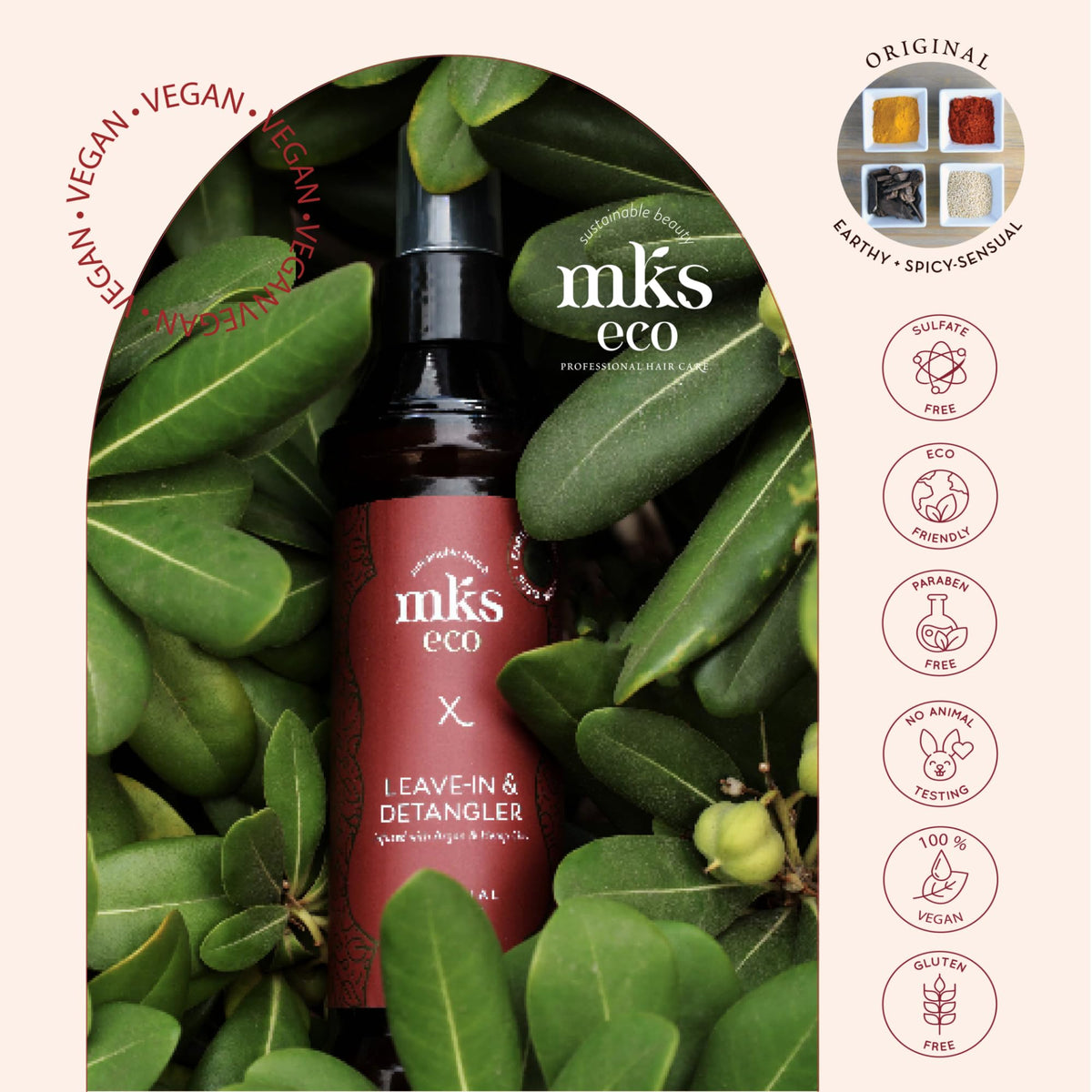 Earthly Body MKS eco X label close-up showing vegan and cruelty-free claims for confidence
