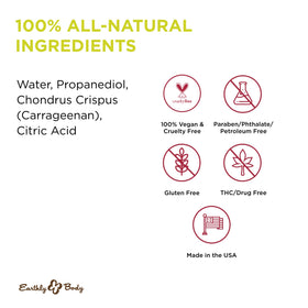 Earthly Body WaterSlide ingredient label listing natural, vegan components