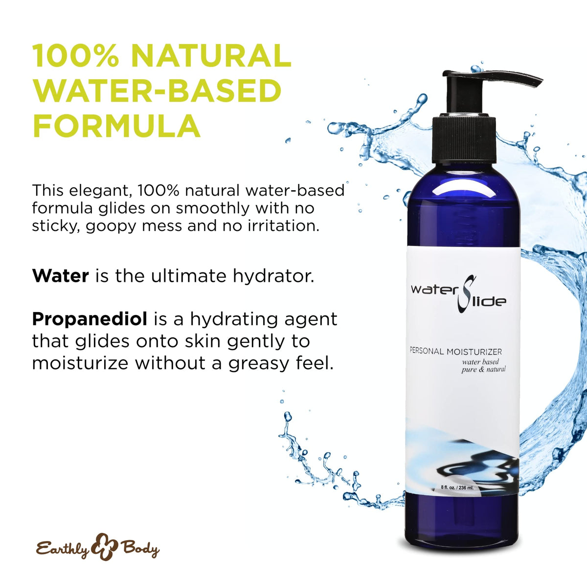 Earthly Body WaterSlide close-up texture drop highlighting silky glide