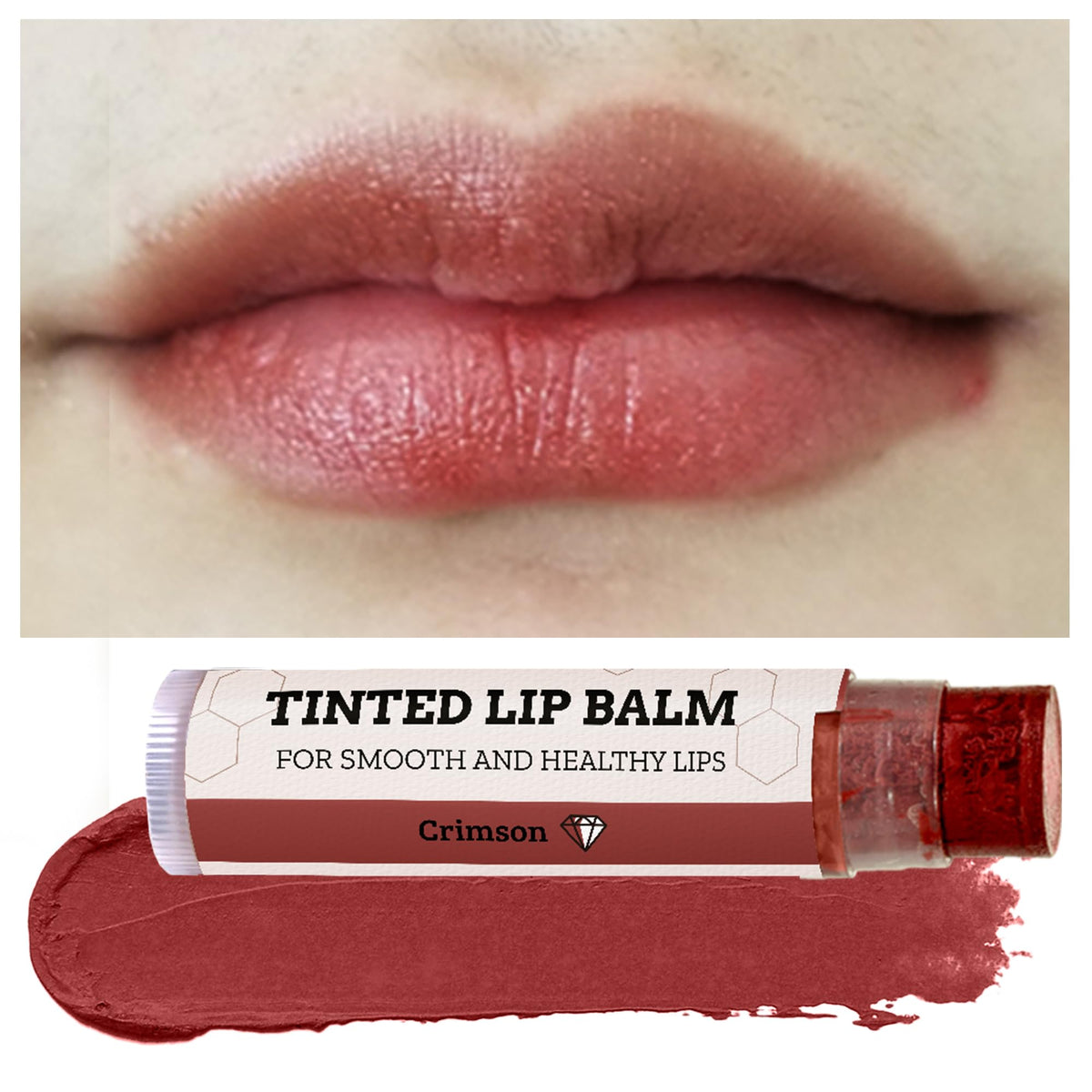 Earth's Daughter crimson swatch on skin illustrating sheer color and hydration